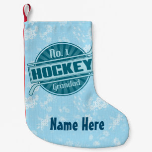 Voeg een naam toe met de naam Ice Hockey Grandad K Kleine Kerstsok