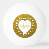 Voeg een naam toe met de naam Monogram Gold Glitte Pingpongbal (Voorkant)