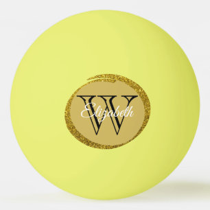 Voeg een naam toe: Monogram Gold Black Oval Pingpongbal
