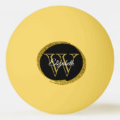 Voeg een naam toe: Monogram Gold Black Oval Pingpongbal (Voorkant)