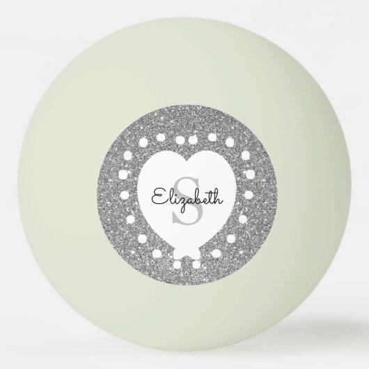 Voeg een naam toe: Monogram zilver Glitter White H Pingpongbal (Voorkant)