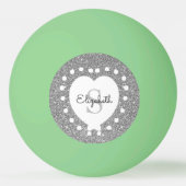 Voeg een naam toe: Monogram zilver Glitter White H Pingpongbal (Achterkant)