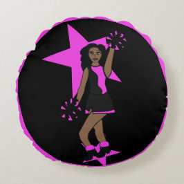 Voeg een naam toe Pink Cheer #1 Rond Kussen