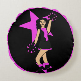 Voeg een naam toe Pink Cheer #2 Rond Kussen