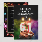 Voeg een naam toe, Uitnodiging voor 61e verjaardag (Voorkant / Achterkant)