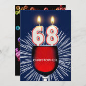 Voeg een naam toe, Uitnodiging voor 68e verjaardag (Voorkant / Achterkant)