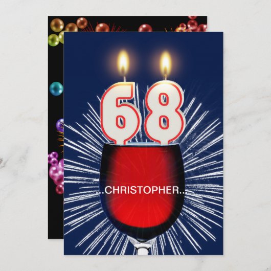 Voeg een naam toe, Uitnodiging voor 68e verjaardag (Voorkant / Achterkant)
