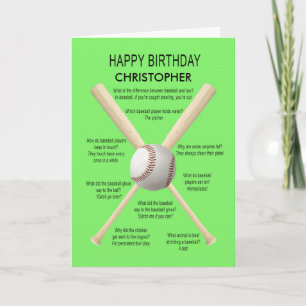 Voeg een naam, verjaardag honkbal grappen kaart