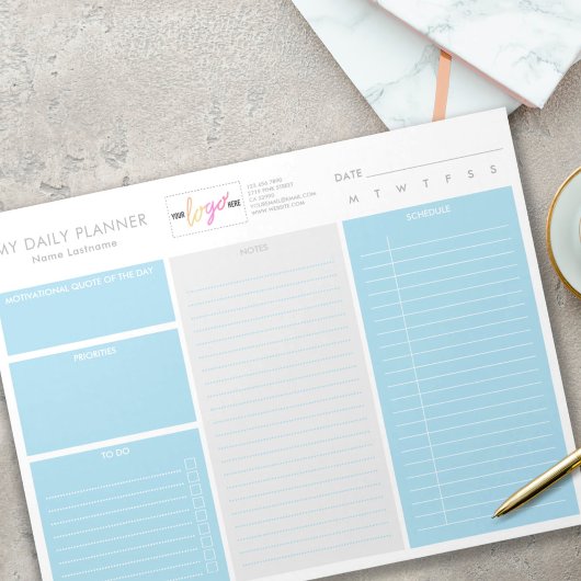 Voeg een niet-gedateerd Logo-blauwtongplank toe Notitieblok