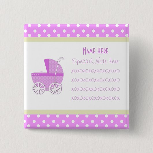 Voeg een nota roze Baby Carriage Button toe (Voorkant)