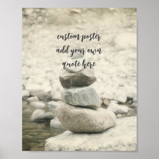 Voeg een offerte rock cairn in stream natuur poster (Voorkant)