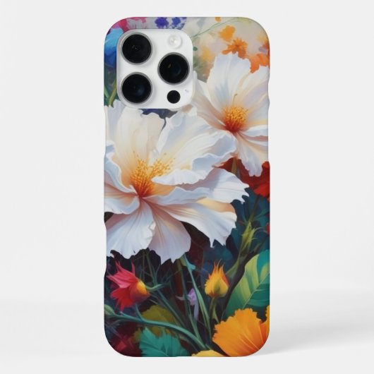 Voeg een Pop van Kleurgeschenk: Levendige Bloemen iPhone Hoesje (Achterkant)