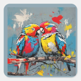 Voeg een Splash of Color toe met vogels in graffit Vierkante Sticker