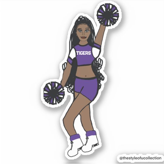 Voeg een Team Cheer Paarse /White/ Zwart Sticker (Voorkant)