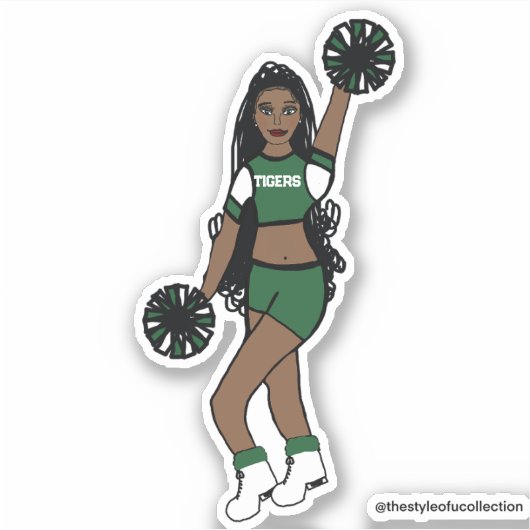 Voeg een team toe Cheer Green / White / Black Sticker (Voorkant)