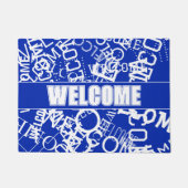 Voeg een tekstcollage toe in blauw en wit deurmat (Voorkant)