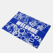 Voeg een tekstcollage toe in blauw en wit deurmat (Schuin)