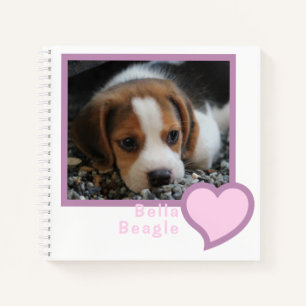 VOEG EIGEN FOTO PIC PET BEAGLE DOG ROZE HART VORM NOTITIEBOEK