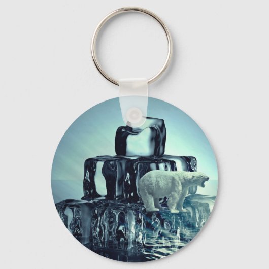 Voeg eigen SLOGAN toe om Arctic Polar Beer Planet  Sleutelhanger (Voorkant)
