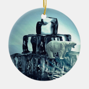 Voeg Eigen Slogan Toe Om De Arctische Ijsbeer Plan Keramisch Ornament