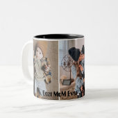 Voeg Eigen Tekst toe uploadt foto Collage en Namen Tweekleurige Koffiemok (Voorkant links)