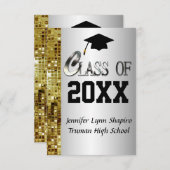 Voeg elk jaar zilver en goud afstuderen uitnodigin kaart (Voorkant / Achterkant)