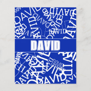 Voeg elke naam, naamcollage toe in blauw en wit flyer