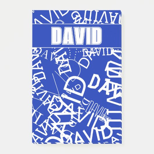 Voeg elke naam, naamcollage toe in blauw en wit post-it® notes (Voorkant)