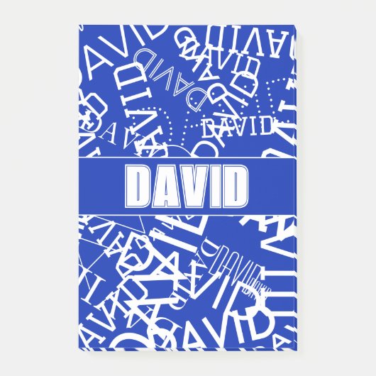 Voeg elke naam, naamcollage toe in blauw en wit post-it® notes (Voorkant)