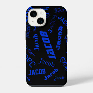 Voeg elke naam of woord toe Blauw & Zwart iPhone 14 Hoesje