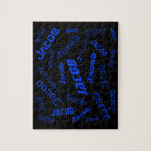 Voeg elke naam of woord toe Blauw & Zwart Legpuzzel