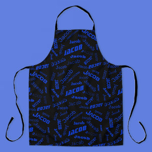 Voeg elke naam of woord toe Blauw & Zwart Schort