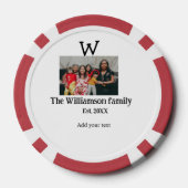 Voeg familienaam foto jaar rustieke  reünie poker chips (Achterkant)