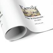 Voeg familienaam foto jaar rustieke sjabloon cadeaupapier (Rol Hoek)