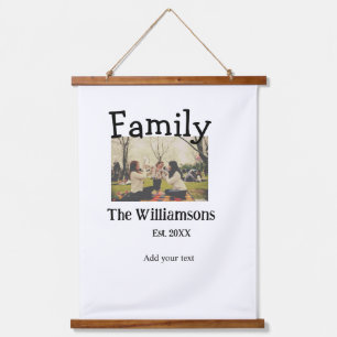 Voeg familienaam foto jaar rustieke  sjabloon hangend wandkleed