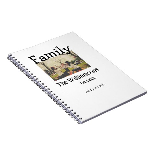 Voeg familienaam foto jaar rustieke  sjabloon notitieboek (Rechterzijde)