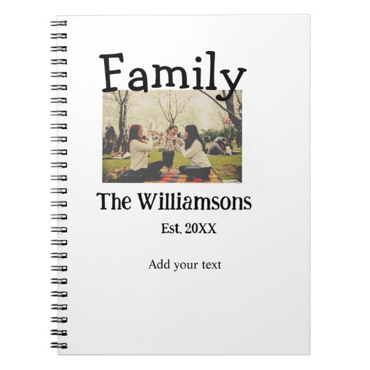Voeg familienaam foto jaar rustieke  sjabloon notitieboek (Voorkant)