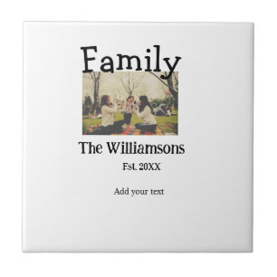 Voeg familienaam foto jaar rustieke  sjabloon tegeltje