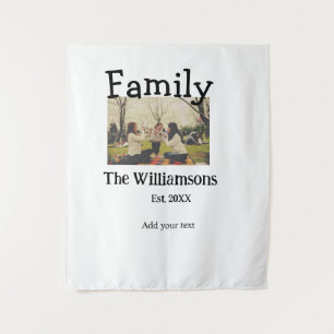 Voeg familienaam foto jaar rustieke  sjabloon wandkleed