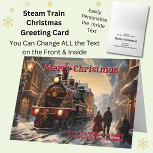 Voeg familienaam Steam Train Christmas City Snow t Kaart