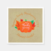 Voeg Familienaam Text Thanksgiving Pumpkin Small t Servet (Voorkant)