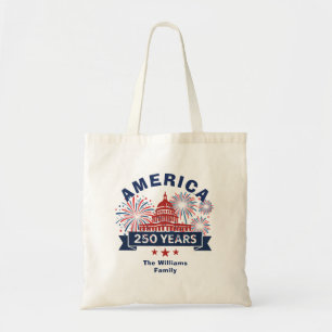 Voeg familienaam toe Amerika 250 Witte Huis Vuurwe Tote Bag