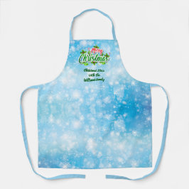 Voeg Familienaam toe die Merry KerstBlue aanpast Schort