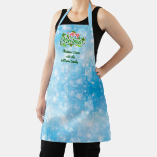 Voeg Familienaam toe die Merry KerstBlue aanpast Schort