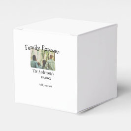 Voeg familienaam toe foto jaar rustieke vakantie bedankdoosjes