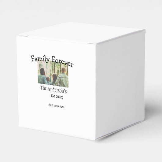 Voeg familienaam toe foto jaar rustieke vakantie bedankdoosjes (Voorkant Zijde)