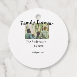 Voeg familienaam toe foto jaar rustieke vakantie bedankjes labels