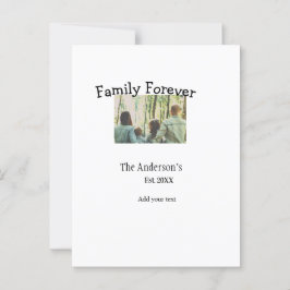 Voeg familienaam toe foto jaar rustieke vakantie briefkaart