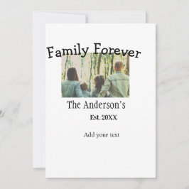 Voeg familienaam toe foto jaar rustieke vakantie kaart