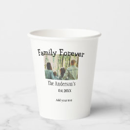 Voeg familienaam toe foto jaar rustieke vakantie papieren bekers